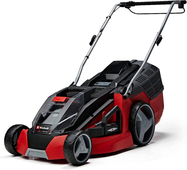 Einhell Cortacésped GE-CM 43 Li M Kit Power X-Change (36V, 43 cm ancho de corte, hasta 600 m², Brushless, función de mulching, 63L bolsa recolectora, con 2x 4,0 Ah baterías y 2x cargadores)